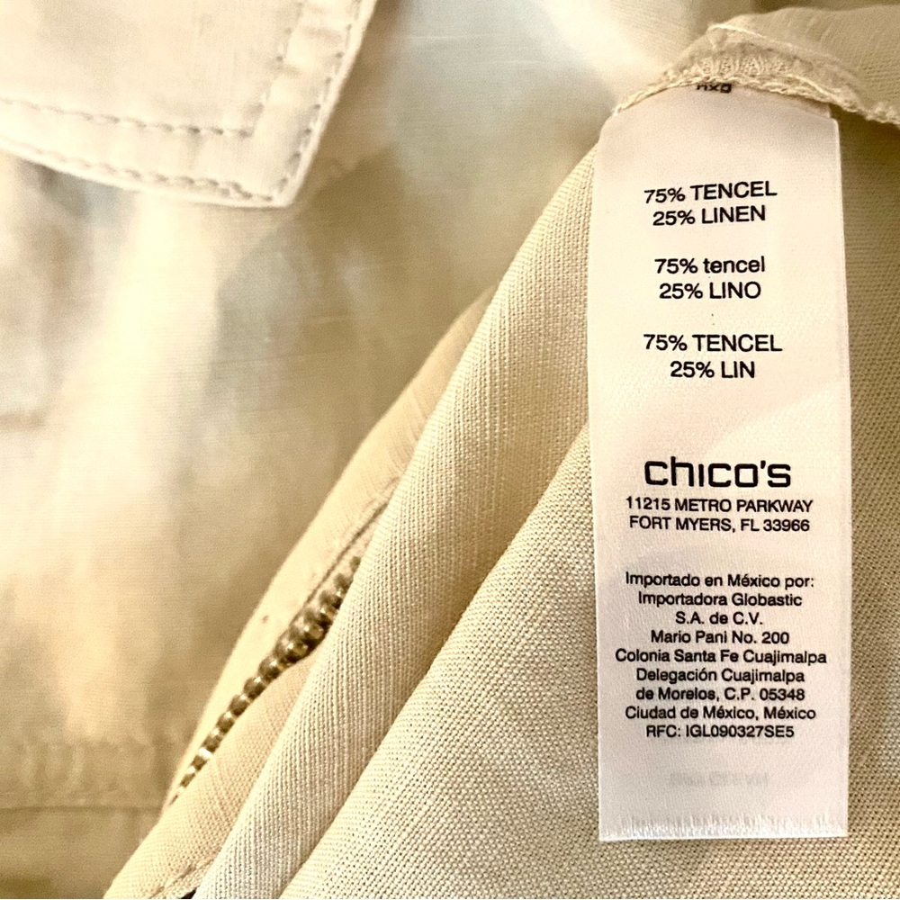 Chico’s Safari Jacket. Beige, lightweight gold accents. Like new. Small - Picture 9 of 14